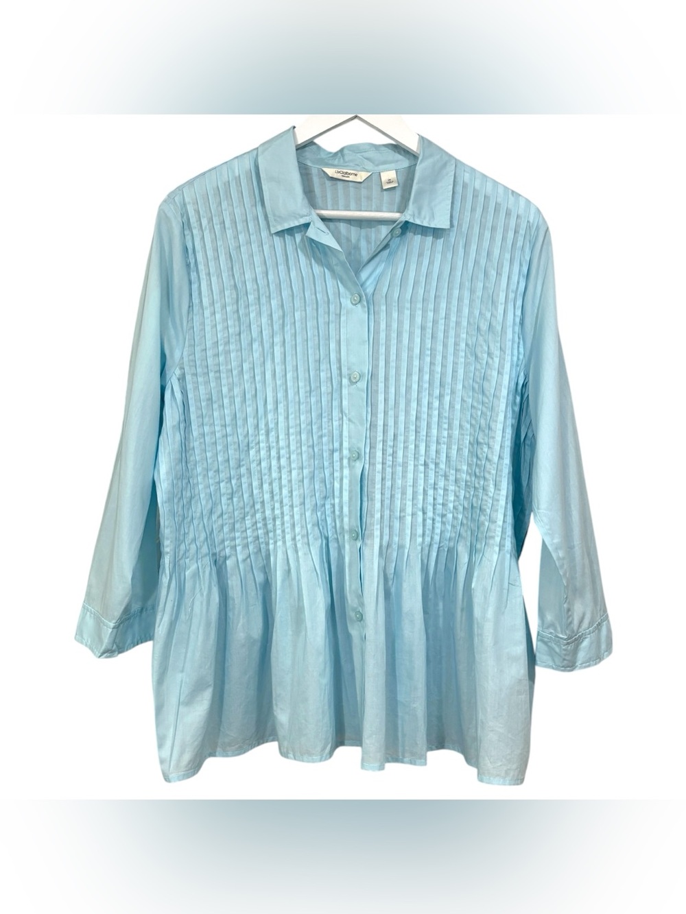 Liz Claiborne Aqua Cotton Button down Blouse Size 14 NWT